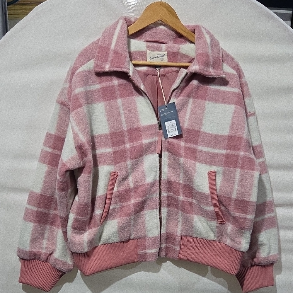 Universal Thread Holiday Rose Pink Plaid Jacket L - Picture 1 of 9